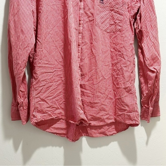 KANGOL Men's Red Plaid Button Down Up Sleeve Shirt Pocket Logo Size Large - Picture 4 of 7
